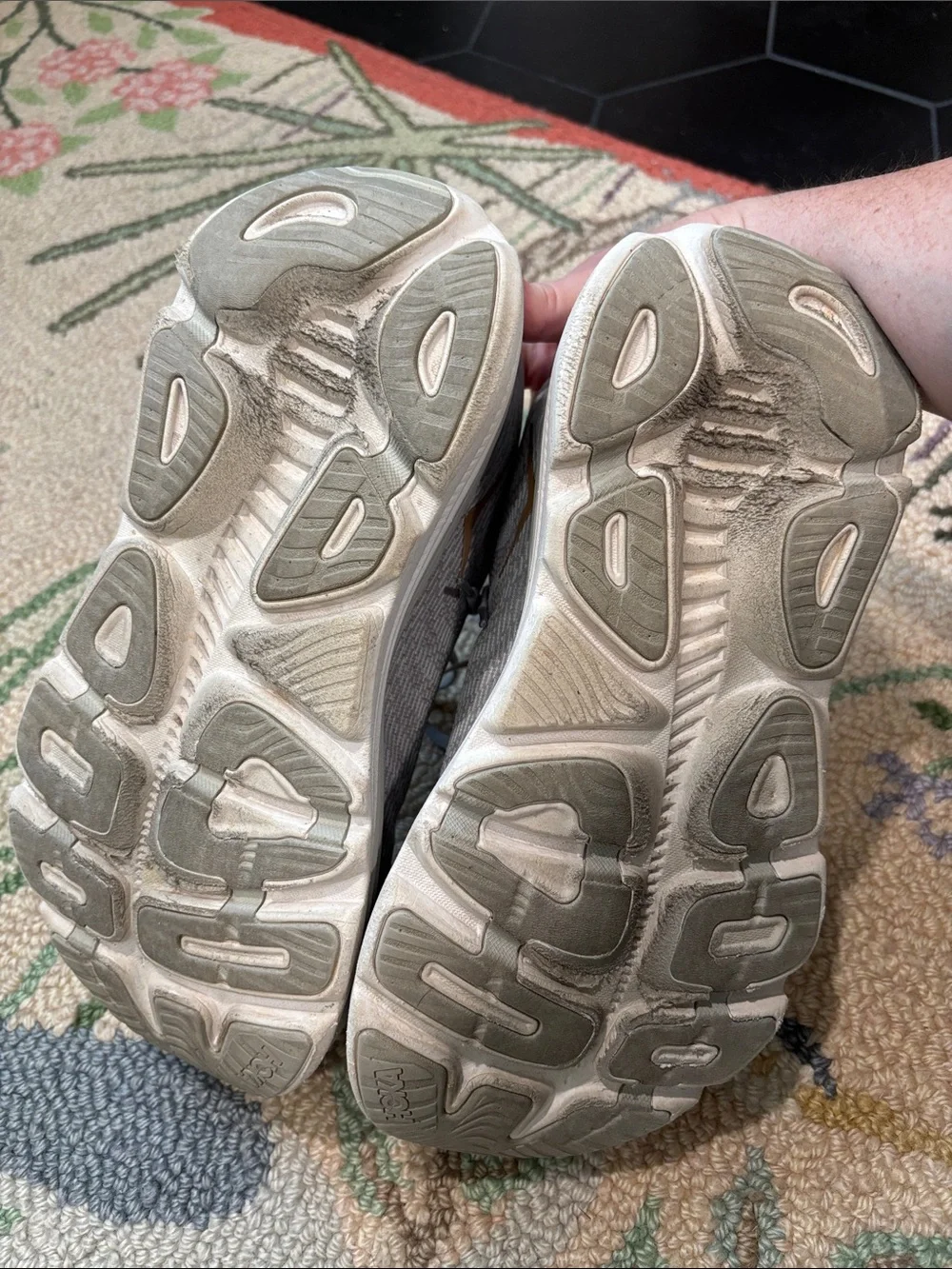 Hoka Gaviota 5 Women's Gray Athletic Running Shoes with Rose Gold Accents, 10